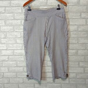 Coral Bay Blue White Striped Rayon Blend Stretch Capri Pull On Size 8
